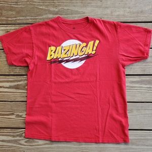 Warner Bros. Big Bang Theory Bazinga Red T-Shirt Large